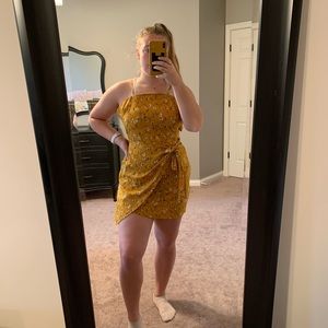 Yellow Flower Wrap Dress